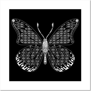 black mandala in zen butterfly ecopop pattern Posters and Art